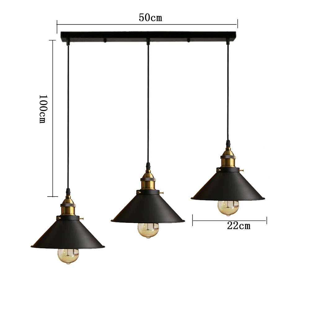 Vintage Pendant Light Loft Retro Chandelier Pendant Lamp E27 Base Industrial Hanging light Edison Home Lighting for Living Room - GlowMart