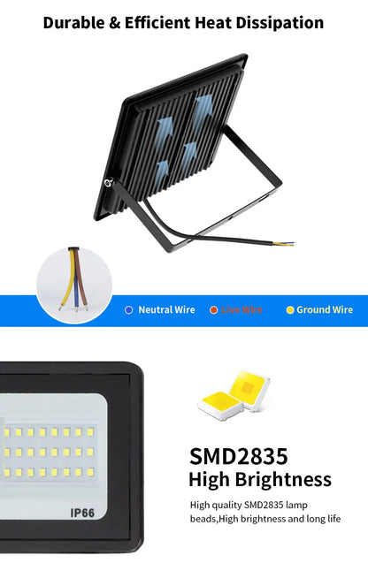 LED Flood Light 10W 20W 30W 50W 100W AC 220V LED Floodlight IP66 Waterproof Reflector Spotlight Street Light Outdoor Garden Lamp - GlowMart