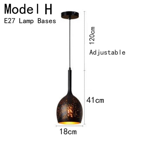 Vintage Pendant Lamp Black Iron Etching Lampshade Bar/Teahouse/Restaurant Indoor Lighting American Creative E27 Pendant Lights - GlowMart