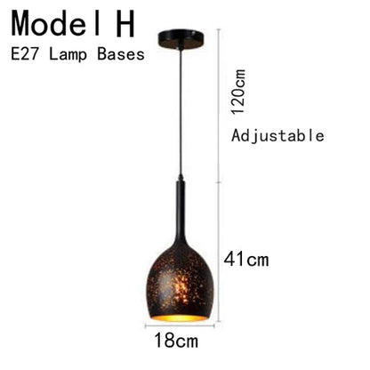 Vintage Pendant Lamp Black Iron Etching Lampshade Bar/Teahouse/Restaurant Indoor Lighting American Creative E27 Pendant Lights - GlowMart