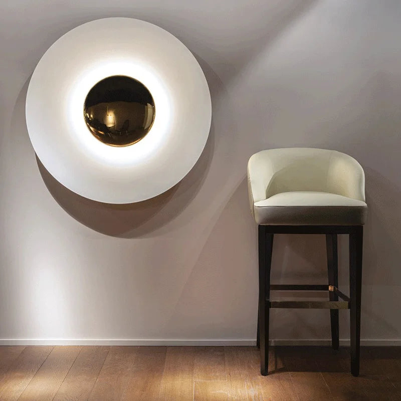 Indoor Modern Minimalist Designer LED Lamp Porch Bedroom Bedside Lighting Decoration Round Background Creative UFO Wall Sconces - GlowMart