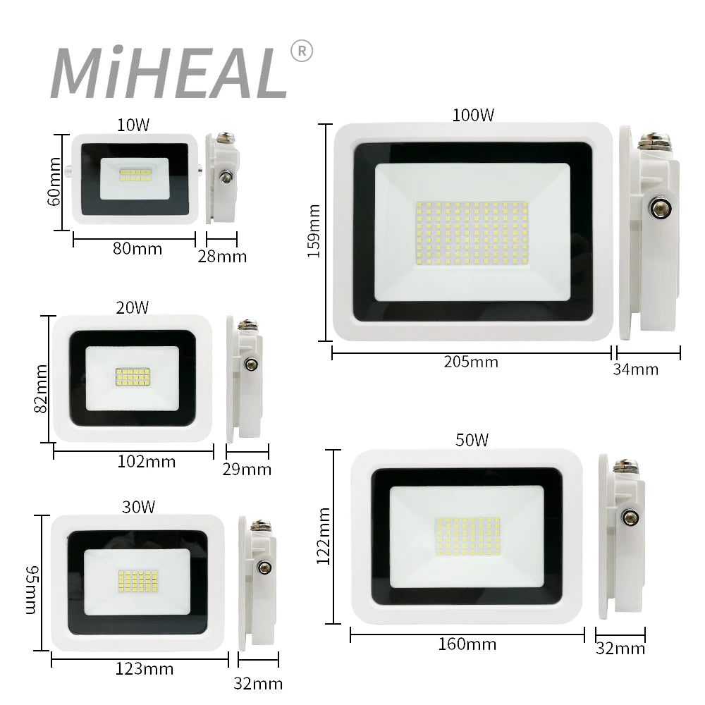 LED Flood Light 10W 20W 30W 50W 100W Floodlight IP68 Waterproof 220V-240V Spotlight Refletor Outdoor Graden Lighting Newest - GlowMart
