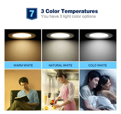 LED Downlight 220V Black Waterproof Ceiling Lamp 3w 5w 7w 9w12w15w 18W Aluminum Recessed Downlights Round Led Panel Light Indoor - GlowMart