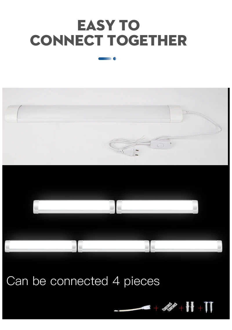 Led Tube Light 85-265V Led Bar Lamp Under Cabinets Lamp Tube Ceiling Wall Lamps Home Indoor Lighting Fixture For Kitchen Bedroom - GlowMart