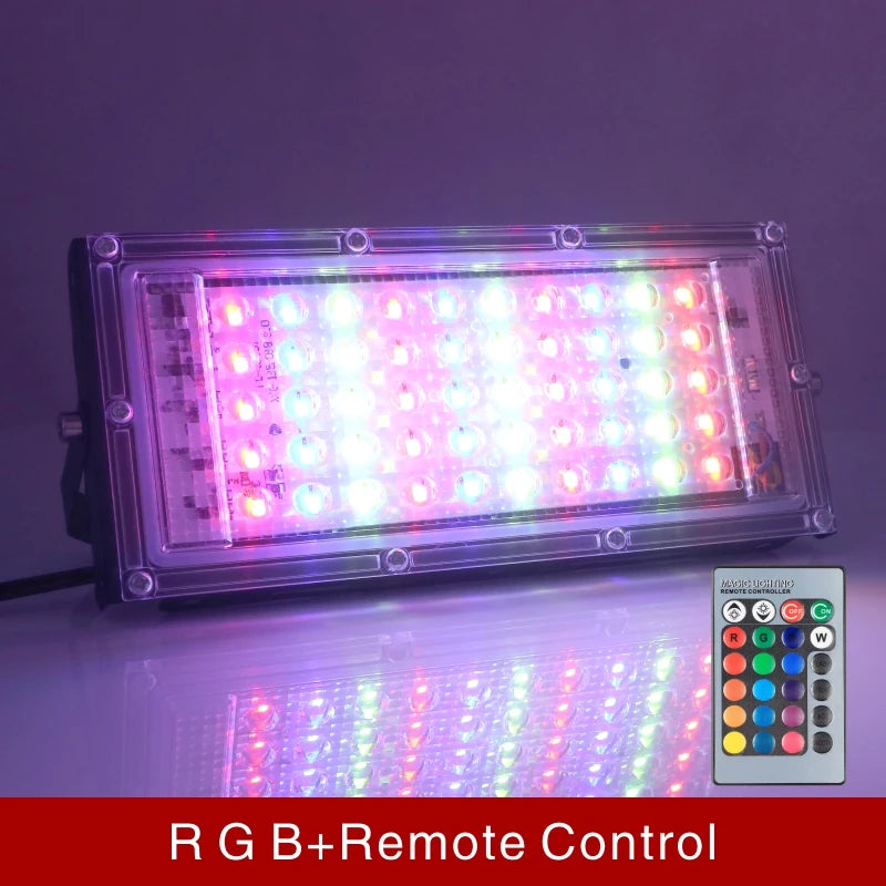 Led Flood Light 50W 220V Outdoor Floodlight IP65 Waterproof LED Street Lamp Cold/Warm white Red Green Blue RGB Spotlight - GlowMart