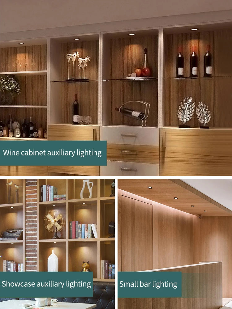 LED 12V downlight IP65 waterproof Camping car bathroom ceiling ultra-thin 24V cabinet light embedded 3W Showcase mini spotlight - GlowMart