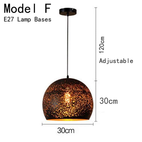 Vintage Pendant Lamp Black Iron Etching Lampshade Bar/Teahouse/Restaurant Indoor Lighting American Creative E27 Pendant Lights - GlowMart