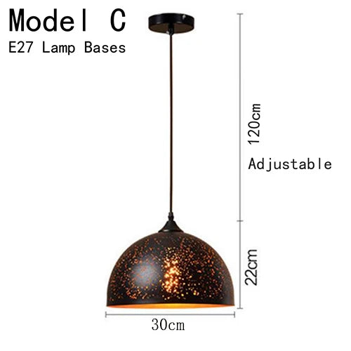 Vintage Pendant Lamp Black Iron Etching Lampshade Bar/Teahouse/Restaurant Indoor Lighting American Creative E27 Pendant Lights - GlowMart