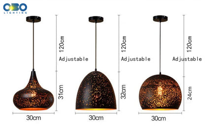 Vintage Pendant Lamp Black Iron Etching Lampshade Bar/Teahouse/Restaurant Indoor Lighting American Creative E27 Pendant Lights - GlowMart