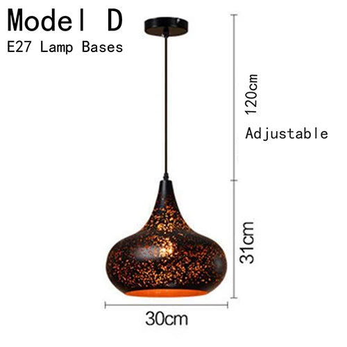 Vintage Pendant Lamp Black Iron Etching Lampshade Bar/Teahouse/Restaurant Indoor Lighting American Creative E27 Pendant Lights - GlowMart