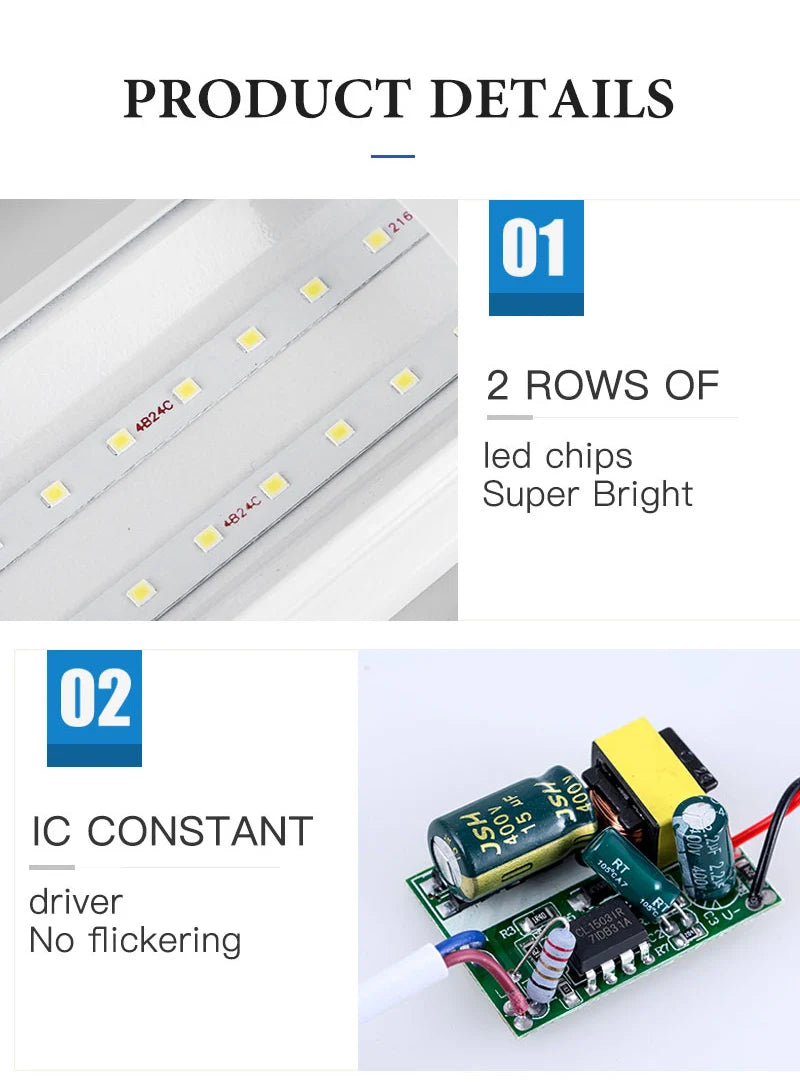 LED Tube Lights Cabinet Light 110V 220V LED Lamps Ceiling Bar Lights Wall Lamp LED Tubo Light Kitchen Workshop Lamp Night Light - GlowMart