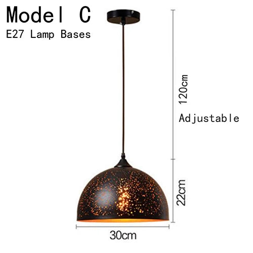 Vintage Pendant Lamp Black Iron Etching Lampshade Bar/Teahouse/Restaurant Indoor Lighting American Creative E27 Pendant Lights - GlowMart