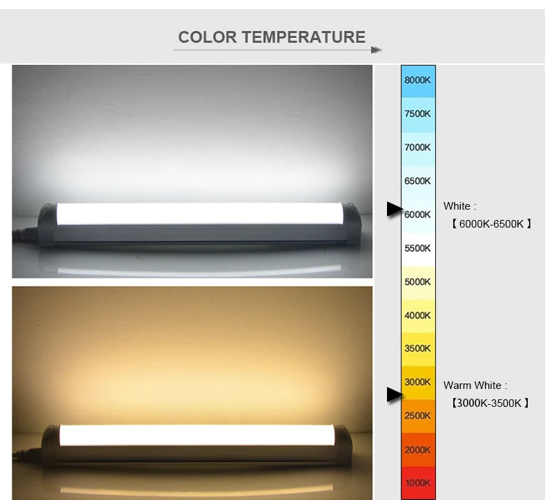 T5 T8 fluorescent lamp LED lamp 30cm 60cm 6w 10W cold white light 110V 220V LED lamp integration, kitchen lighting - GlowMart