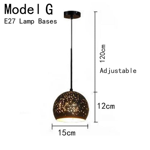 Vintage Pendant Lamp Black Iron Etching Lampshade Bar/Teahouse/Restaurant Indoor Lighting American Creative E27 Pendant Lights - GlowMart
