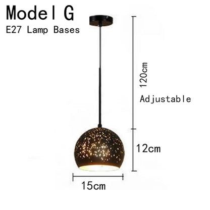 Vintage Pendant Lamp Black Iron Etching Lampshade Bar/Teahouse/Restaurant Indoor Lighting American Creative E27 Pendant Lights - GlowMart
