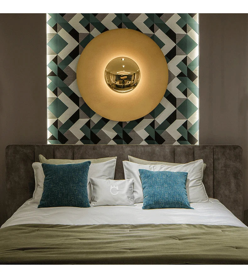 Indoor Modern Minimalist Designer LED Lamp Porch Bedroom Bedside Lighting Decoration Round Background Creative UFO Wall Sconces - GlowMart