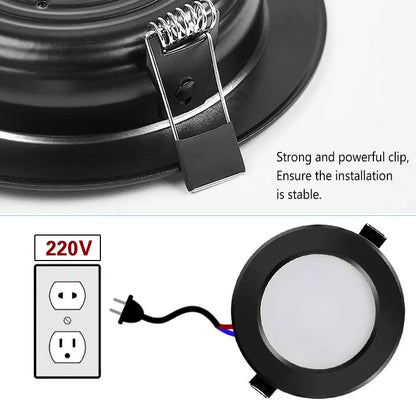LED Downlight 220V Black Waterproof Ceiling Lamp 3w 5w 7w 9w12w15w 18W Aluminum Recessed Downlights Round Led Panel Light Indoor - GlowMart