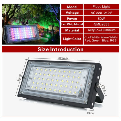 Led Flood Light 50W 220V Outdoor Floodlight IP65 Waterproof LED Street Lamp Cold/Warm white Red Green Blue RGB Spotlight - GlowMart