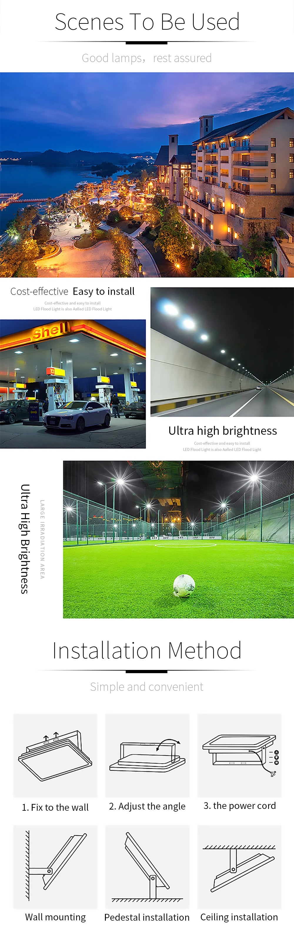 Led Flood Light 10W 20W 30W 50W 100W Floodlight Outdoor Wall Reflector Garden Square Spotlight IP68 Waterproof Outdoor Lighting - GlowMart