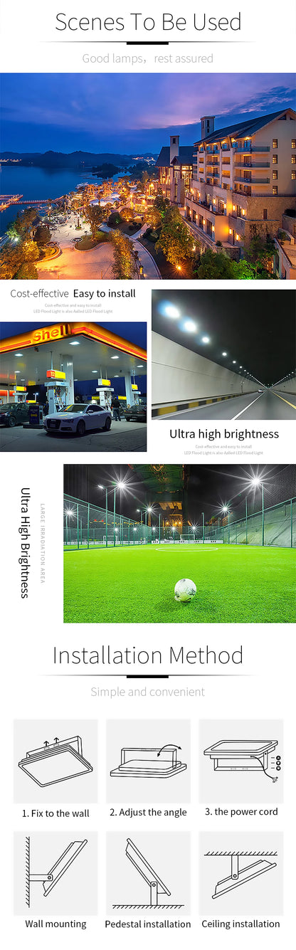 Led Flood Light 10W 20W 30W 50W 100W Floodlight Outdoor Wall Reflector Garden Square Spotlight IP68 Waterproof Outdoor Lighting - GlowMart