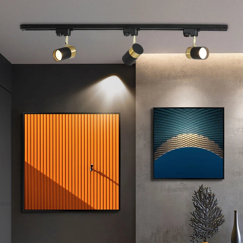 Led track ceiling lamp freely collocation spotlight home background wall living room clothing store guide rail slide track ceil - GlowMart