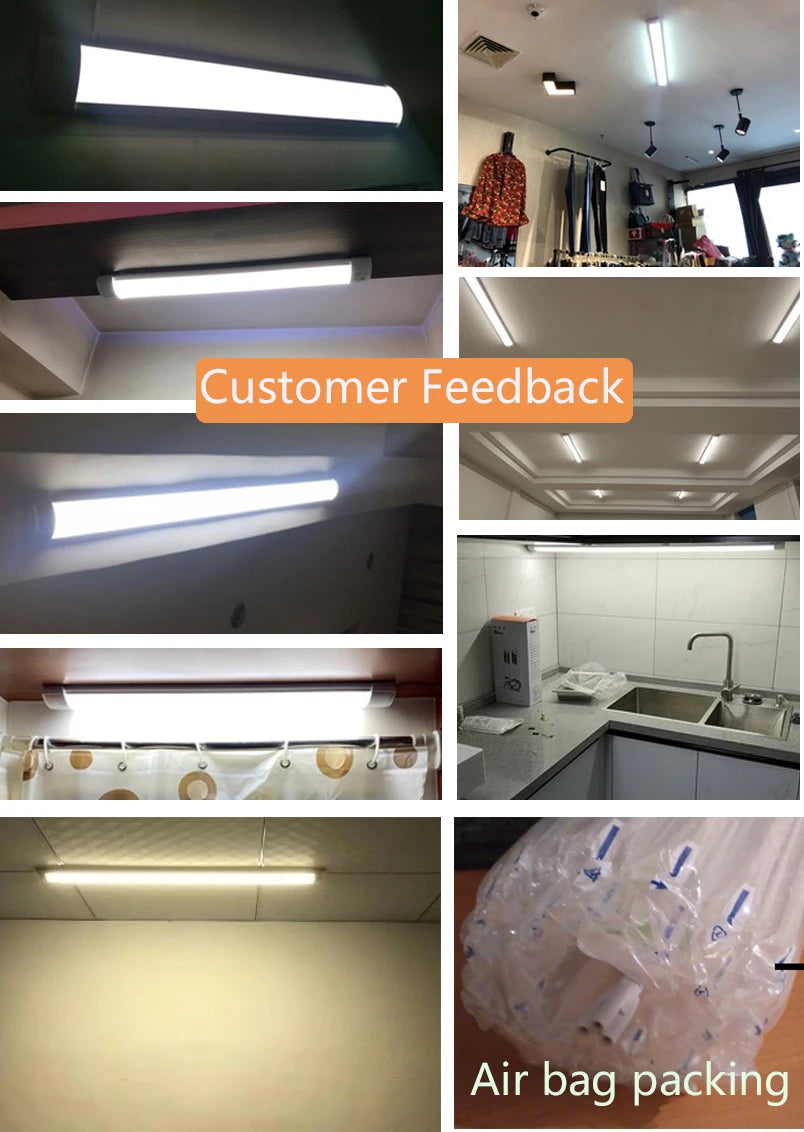 Led Lights Tube Home Lighting Kitchen Bedroom Garage Fixture t5/t8 Ceiling Linear Lamp Strip 220V Closet Cabinets 90/120cm Tube - GlowMart