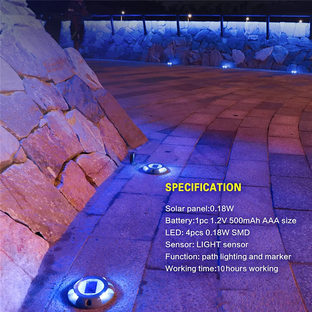 Outdoor Led Solar Light Garden Stair Deck Lights Waterproof Ground Lamp Driveway Pathway Yard Dock Road Markers Solar Stud