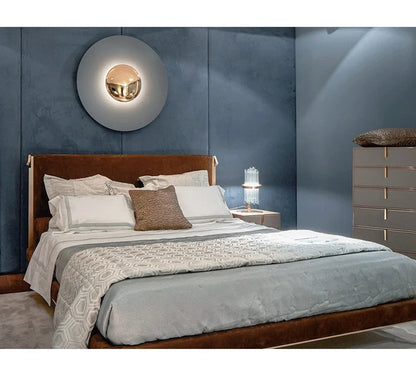 Indoor Modern Minimalist Designer LED Lamp Porch Bedroom Bedside Lighting Decoration Round Background Creative UFO Wall Sconces - GlowMart