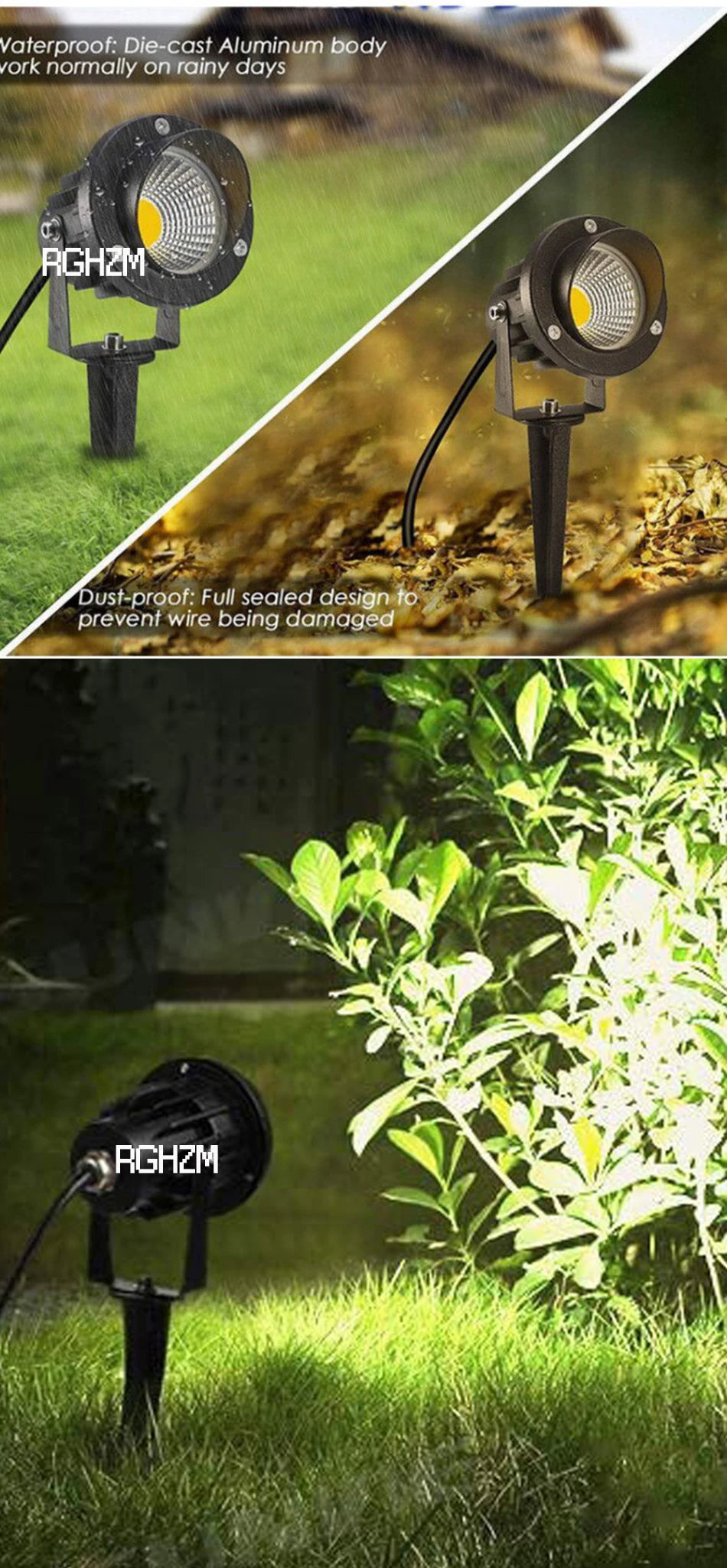 4pcs LED COB Garden Lights 3W 5W 7W 10W Outdoor Spike Lawn Lamp Street Waterproof Landscape Lighting DC12V Spotlights AC110V220V - GlowMart