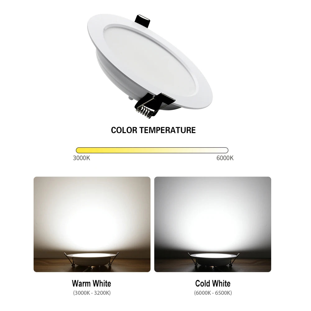 10Pcs/lot LED Downlight AC 220V 7W 9W 12W 15W 18W Round Recessed Light Waterproof Spot Lamp Down Light Kitchen LED Spot Light - GlowMart