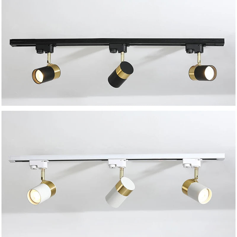 Led track ceiling lamp freely collocation spotlight home background wall living room clothing store guide rail slide track ceil - GlowMart