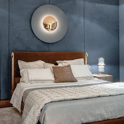 Indoor Modern Minimalist Designer LED Lamp Porch Bedroom Bedside Lighting Decoration Round Background Creative UFO Wall Sconces - GlowMart