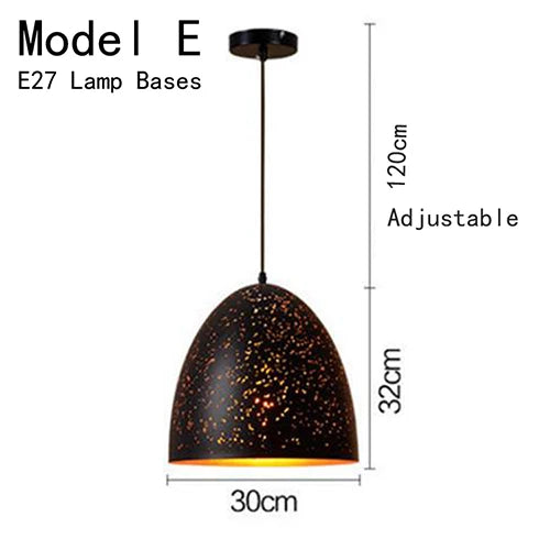 Vintage Pendant Lamp Black Iron Etching Lampshade Bar/Teahouse/Restaurant Indoor Lighting American Creative E27 Pendant Lights - GlowMart