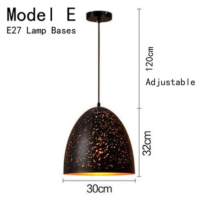 Vintage Pendant Lamp Black Iron Etching Lampshade Bar/Teahouse/Restaurant Indoor Lighting American Creative E27 Pendant Lights - GlowMart