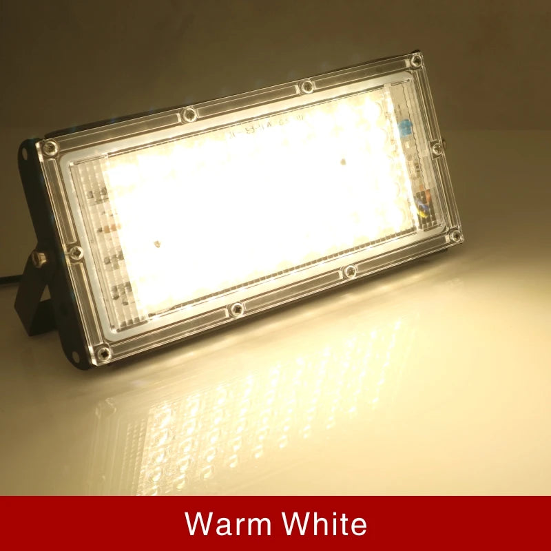 Led Flood Light 50W 220V Outdoor Floodlight IP65 Waterproof LED Street Lamp Cold/Warm white Red Green Blue RGB Spotlight - GlowMart