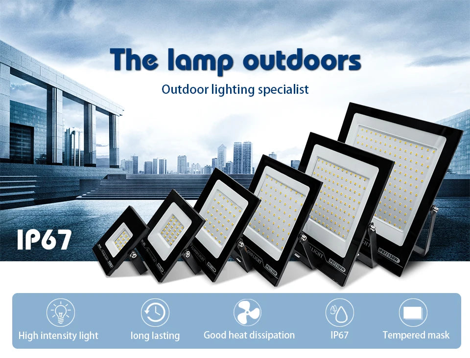 LED Flood Light 10W 20W 30W 50W 100W AC 220V Reflector Spotlight Street Light Wall Lamp IP67 Waterproof Outdoor Garden Lighting - GlowMart