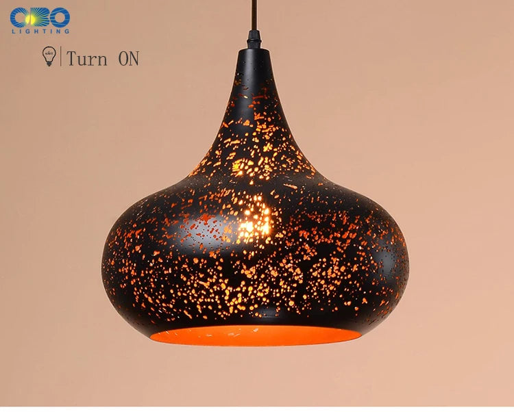 Vintage Pendant Lamp Black Iron Etching Lampshade Bar/Teahouse/Restaurant Indoor Lighting American Creative E27 Pendant Lights - GlowMart