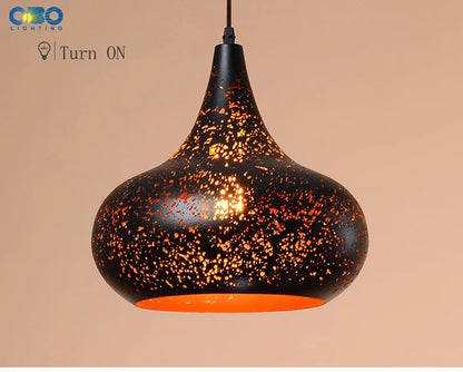 Vintage Pendant Lamp Black Iron Etching Lampshade Bar/Teahouse/Restaurant Indoor Lighting American Creative E27 Pendant Lights - GlowMart