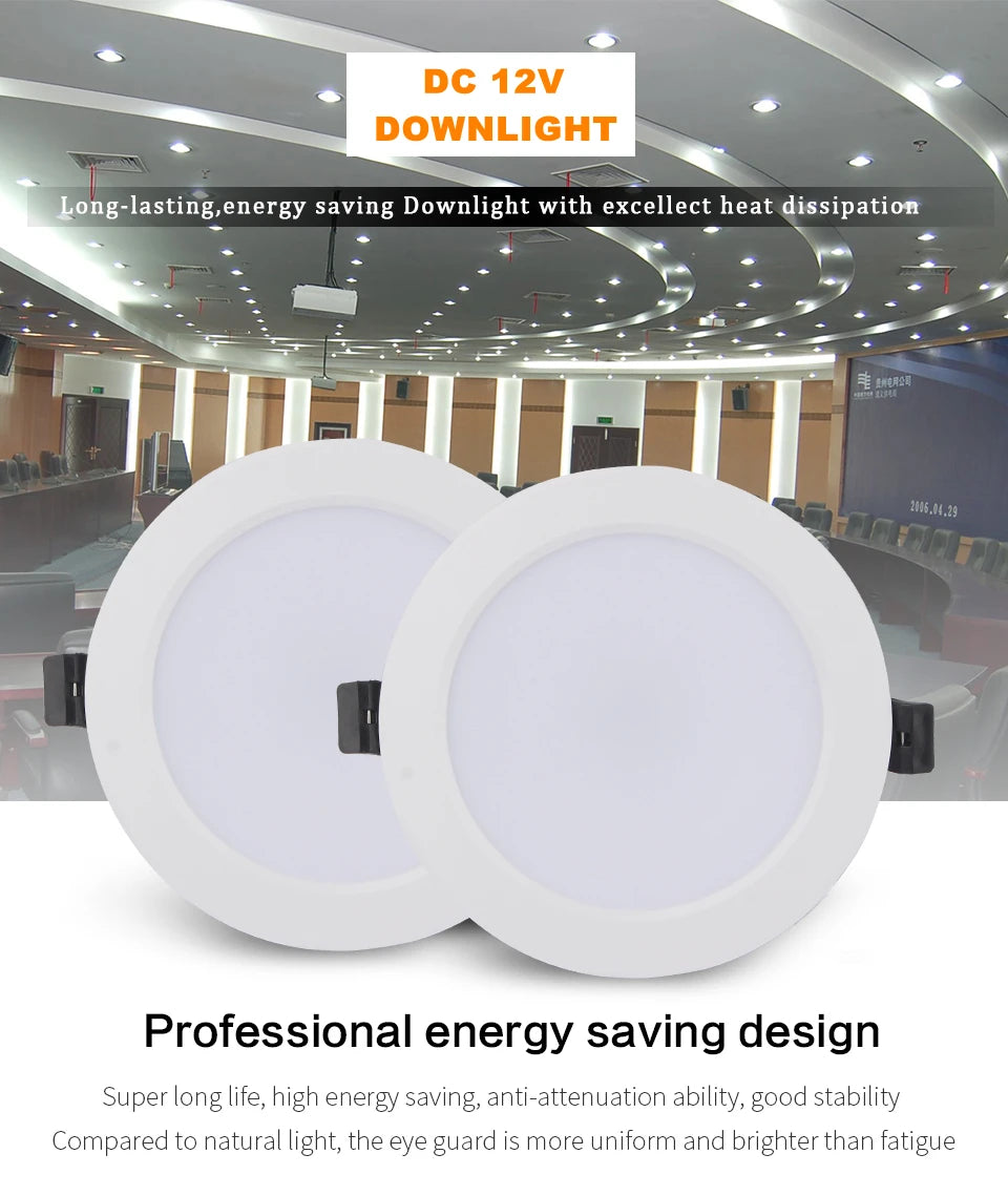 DC 12V Led Downlight 3W 6W 9W 12W 15W 18W 36W LED Ceiling Recessed Grid Aluminium Alloy Round Lamp Spot Light  For 12 Volts - GlowMart