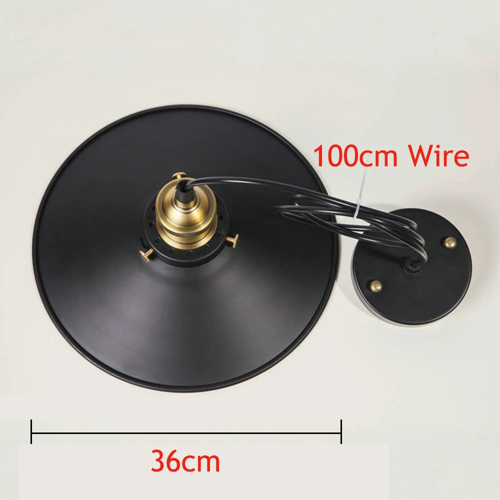 E27 Vintage Retro Edison Loft Indoor Pendant Lamp, Retro Industrial Ceiling Lamp Lacquered Iron Umbrella Lampshade Country Art