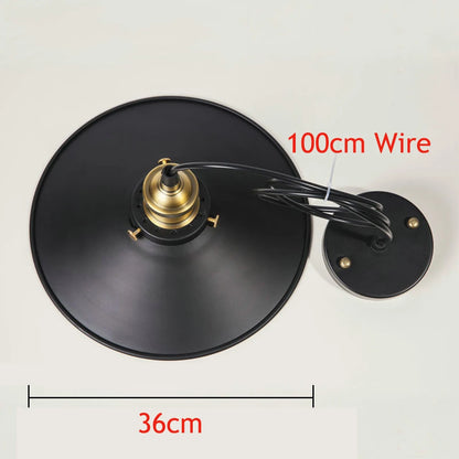 E27 Vintage Retro Edison Loft Indoor Pendant Lamp, Retro Industrial Ceiling Lamp Lacquered Iron Umbrella Lampshade Country Art