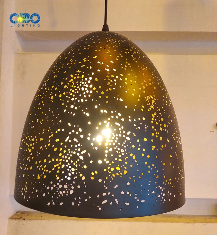 Vintage Pendant Lamp Black Iron Etching Lampshade Bar/Teahouse/Restaurant Indoor Lighting American Creative E27 Pendant Lights - GlowMart