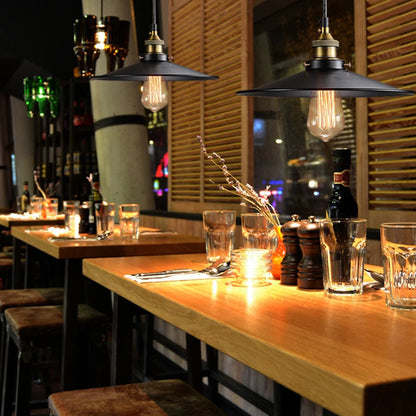 E27 Vintage Retro Edison Loft Indoor Pendant Lamp, Retro Industrial Ceiling Lamp Lacquered Iron Umbrella Lampshade Country Art