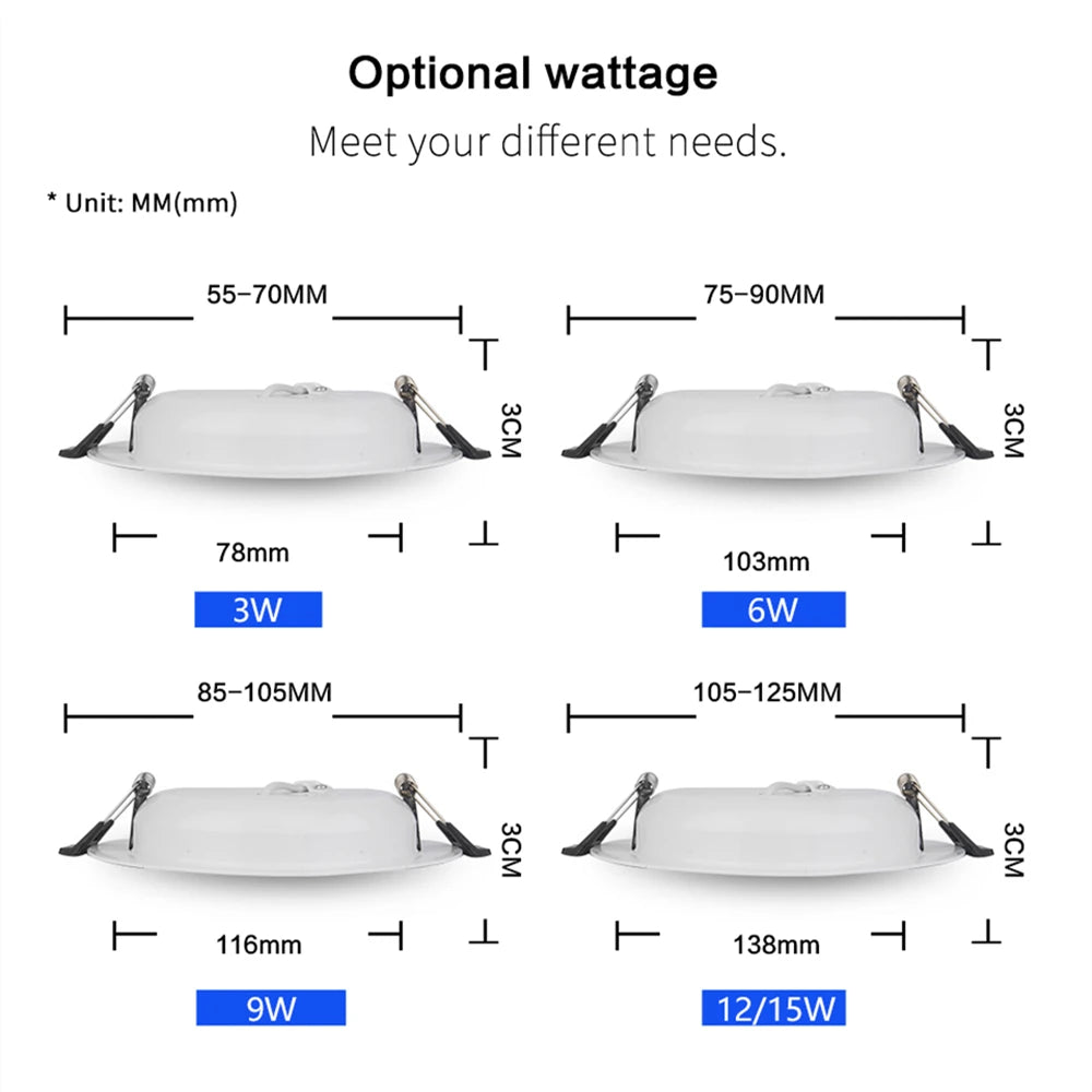 DC 12V Led Downlight 3W 6W 9W 12W 15W 18W 36W LED Ceiling Recessed Grid Aluminium Alloy Round Lamp Spot Light  For 12 Volts - GlowMart