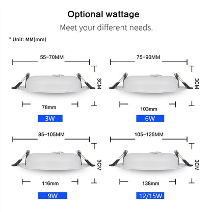 DC 12V Led Downlight 3W 6W 9W 12W 15W 18W 36W LED Ceiling Recessed Grid Aluminium Alloy Round Lamp Spot Light  For 12 Volts - GlowMart