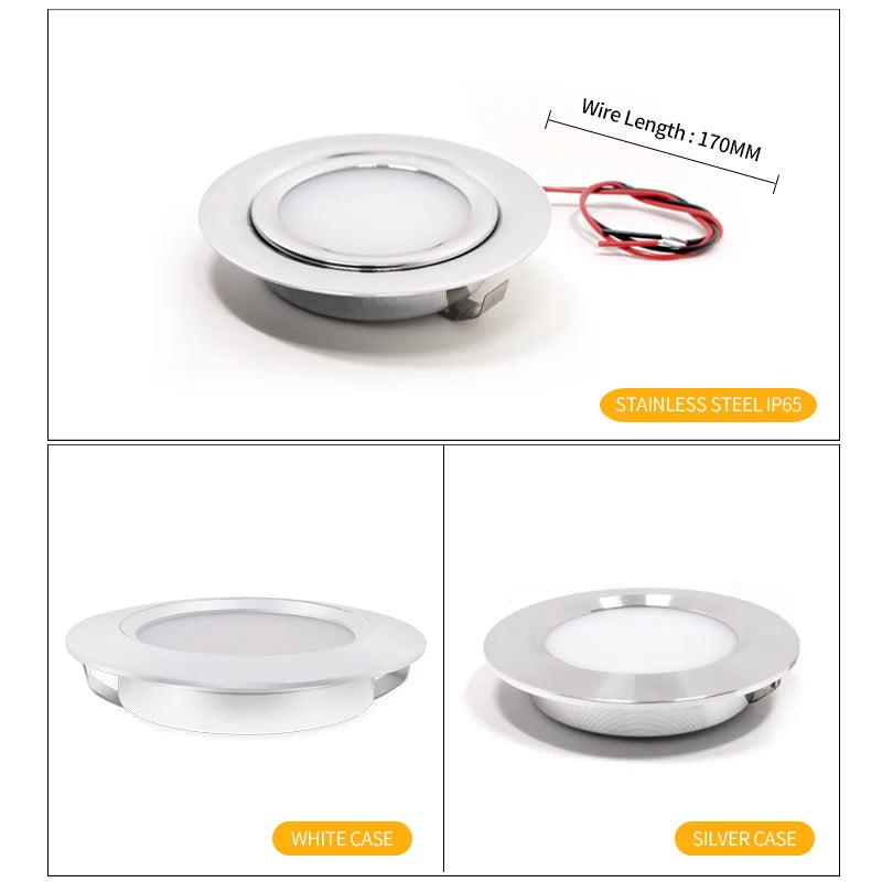 LED 12V downlight IP65 waterproof Camping car bathroom ceiling ultra-thin 24V cabinet light embedded 3W Showcase mini spotlight - GlowMart