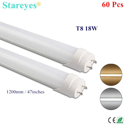 60 Pcs 18W 120cm G13 Socket T8 LED Tube Light SMD2835 96 LED/Piece 1700LM AC170-265V Lamp High brightness Epistar Lighting - GlowMart