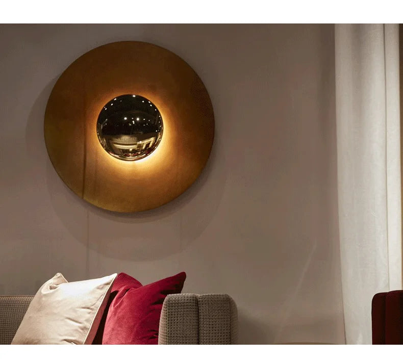 Indoor Modern Minimalist Designer LED Lamp Porch Bedroom Bedside Lighting Decoration Round Background Creative UFO Wall Sconces - GlowMart