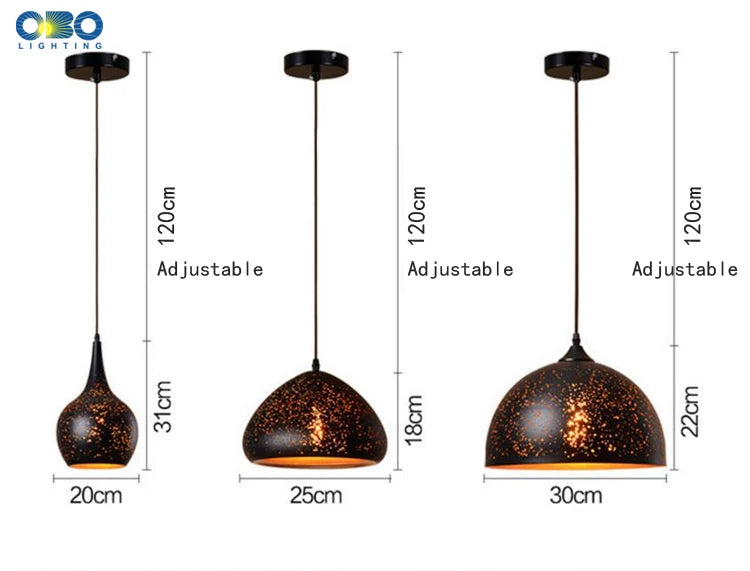 Vintage Pendant Lamp Black Iron Etching Lampshade Bar/Teahouse/Restaurant Indoor Lighting American Creative E27 Pendant Lights - GlowMart