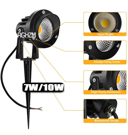 4pcs LED COB Garden Lights 3W 5W 7W 10W Outdoor Spike Lawn Lamp Street Waterproof Landscape Lighting DC12V Spotlights AC110V220V - GlowMart